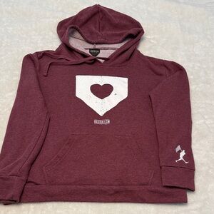 Maroon Baseballism Heart Graphic Women's Hoodie